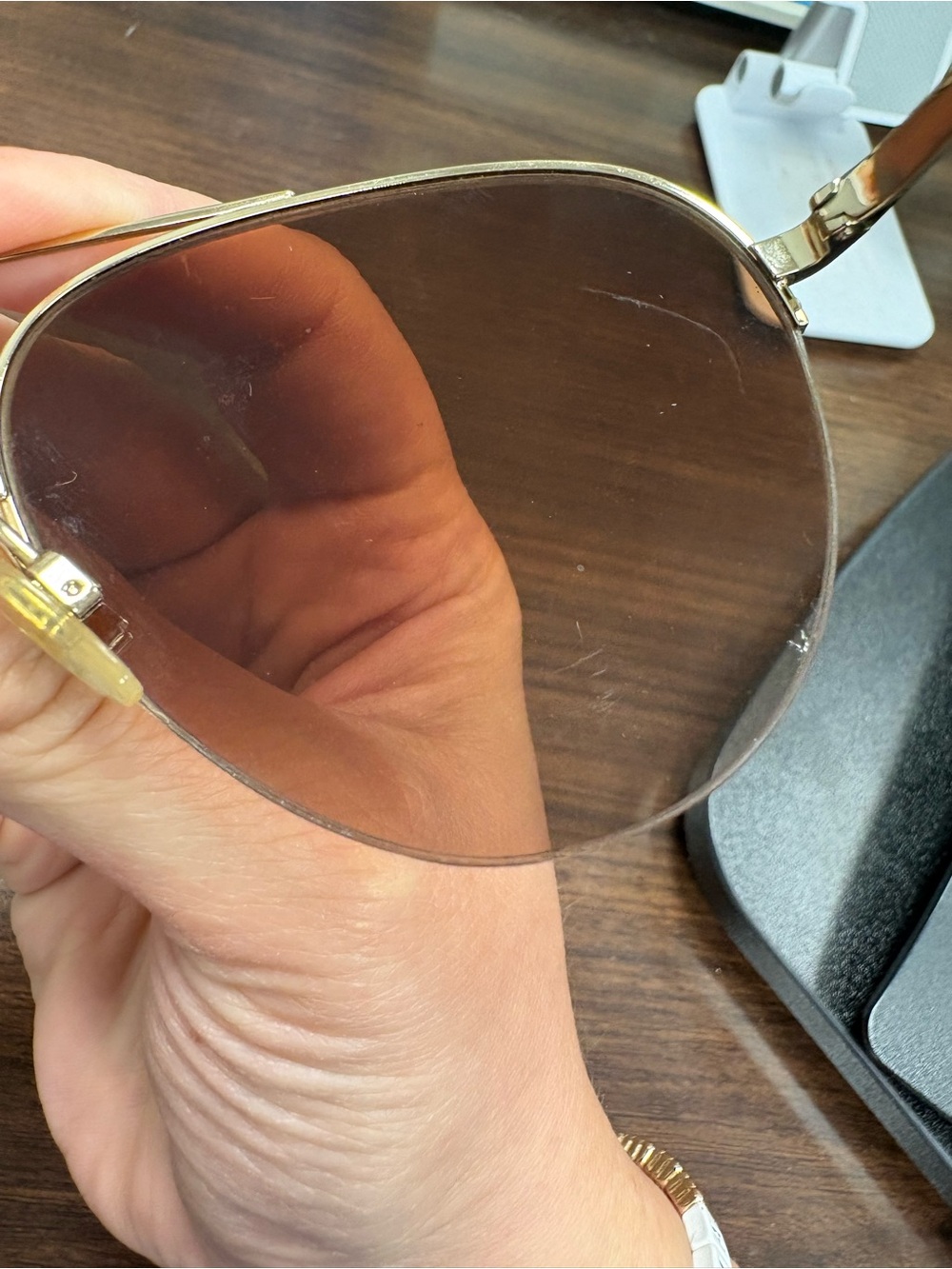 Burberry BE3113 Classic Aviator Sunglasses - Brown Lenses, Gold Frame - Picture 11 of 12